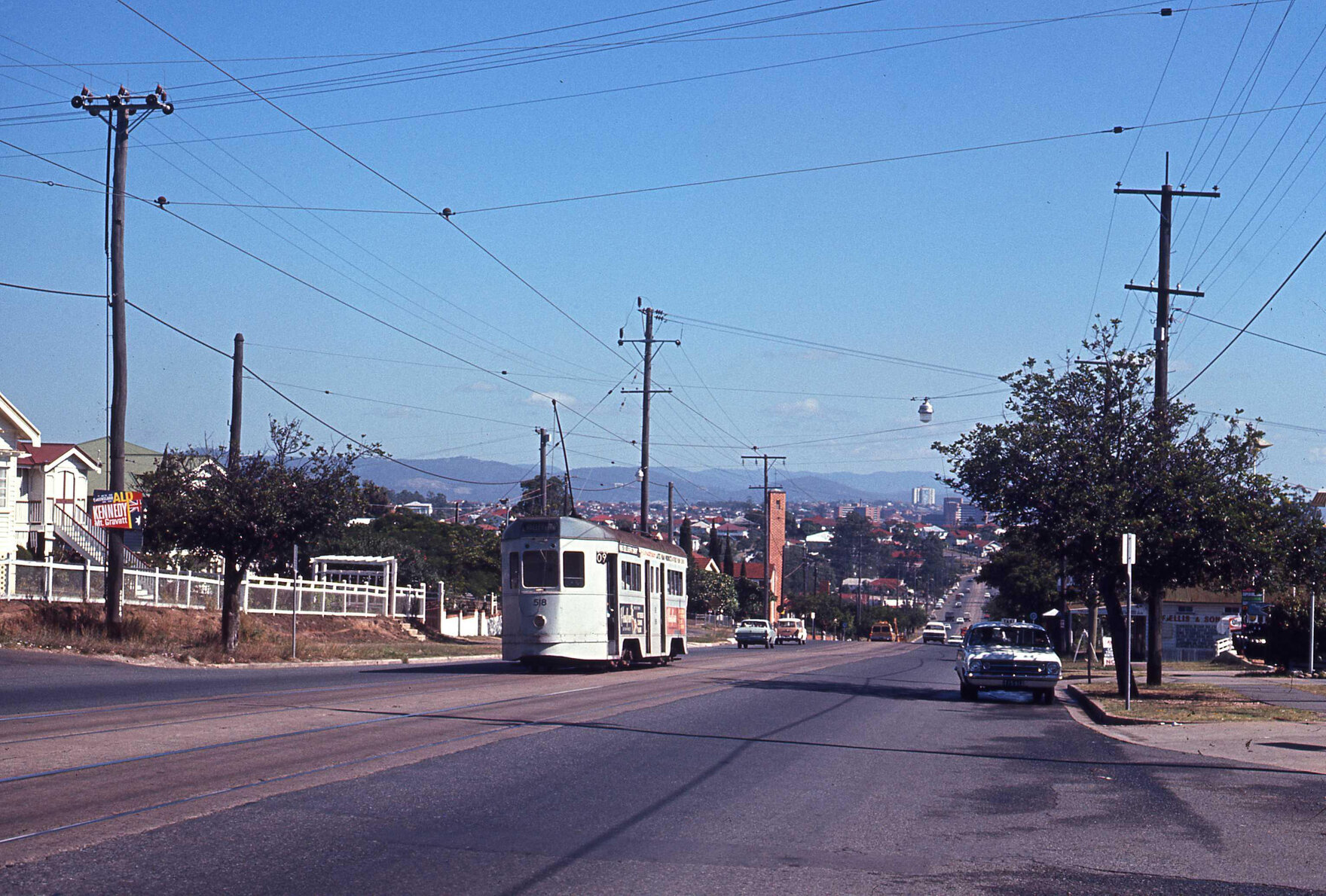 Tram No. 518 on Logan Road near Harold Street, Holland Park - 1969