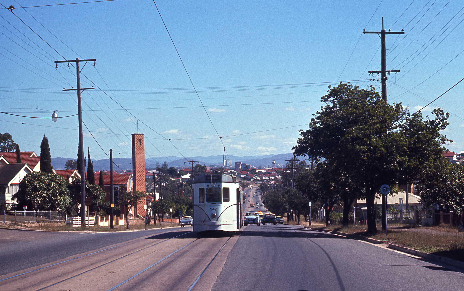 Tram No. 537 on Logan Road, near corner of Swain Street, Holland Park - 1969