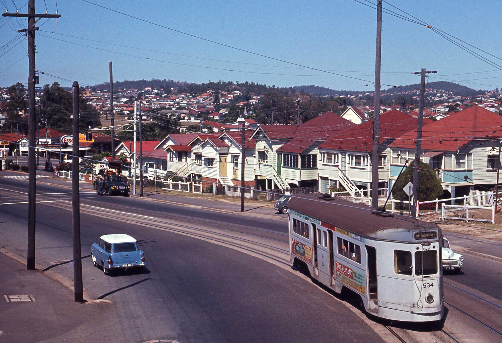 Tram No. 534 on Logan Road near Buranda Station, Woolloongabba - 1969