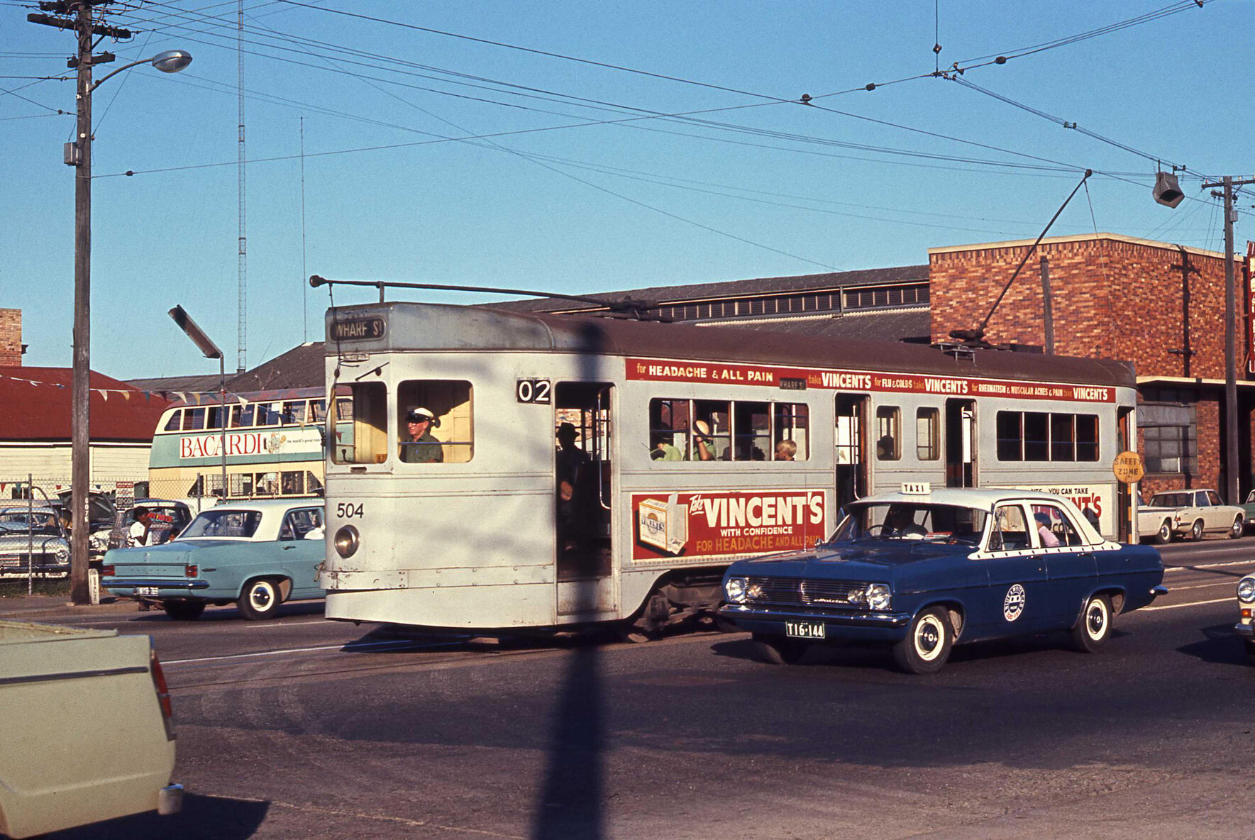 Tram No.  504 on Grey Street, South Brisbane -1969