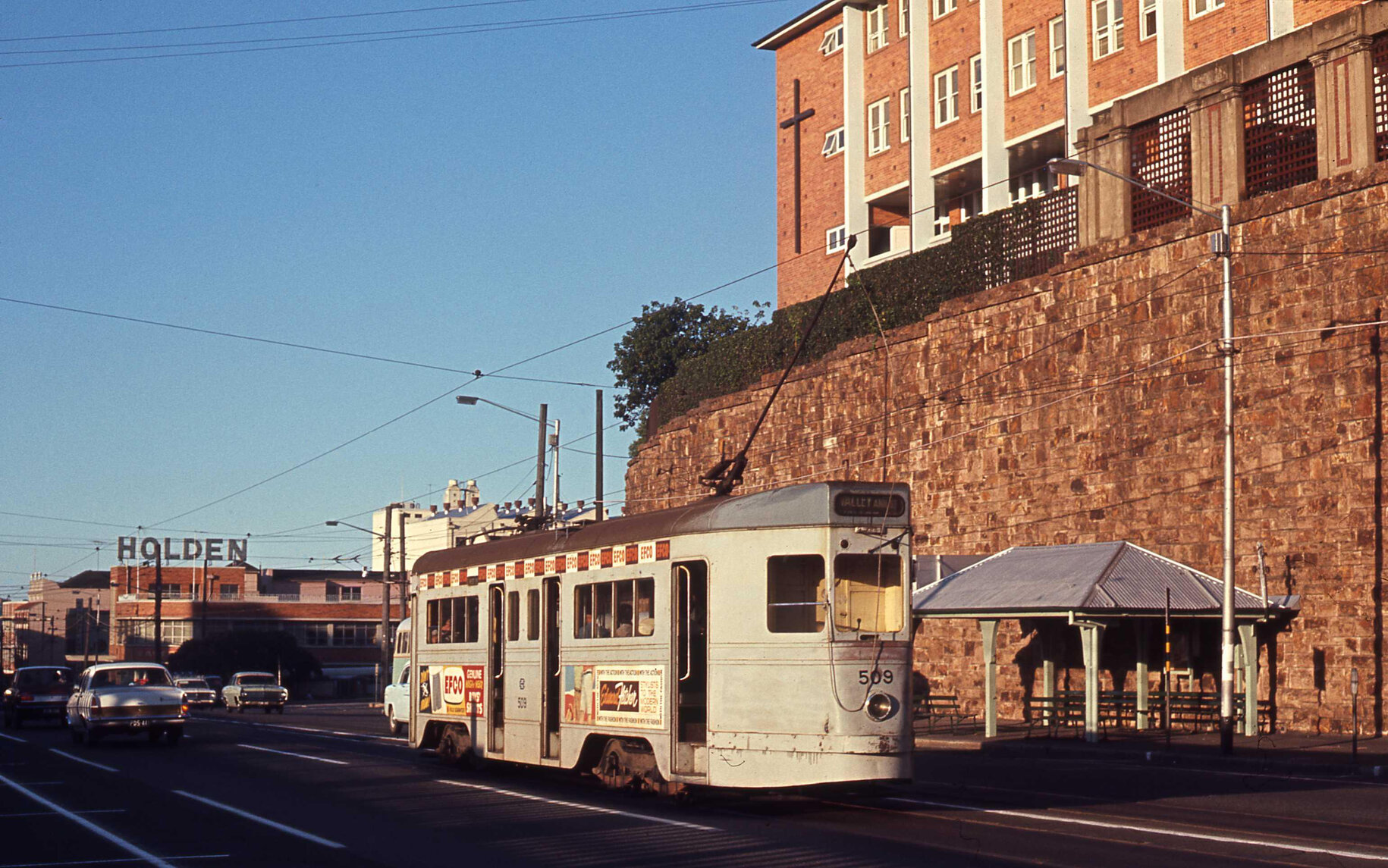 Tram No. 509 on Ann Street near Kemp Place, Fortitude Valley - 1969