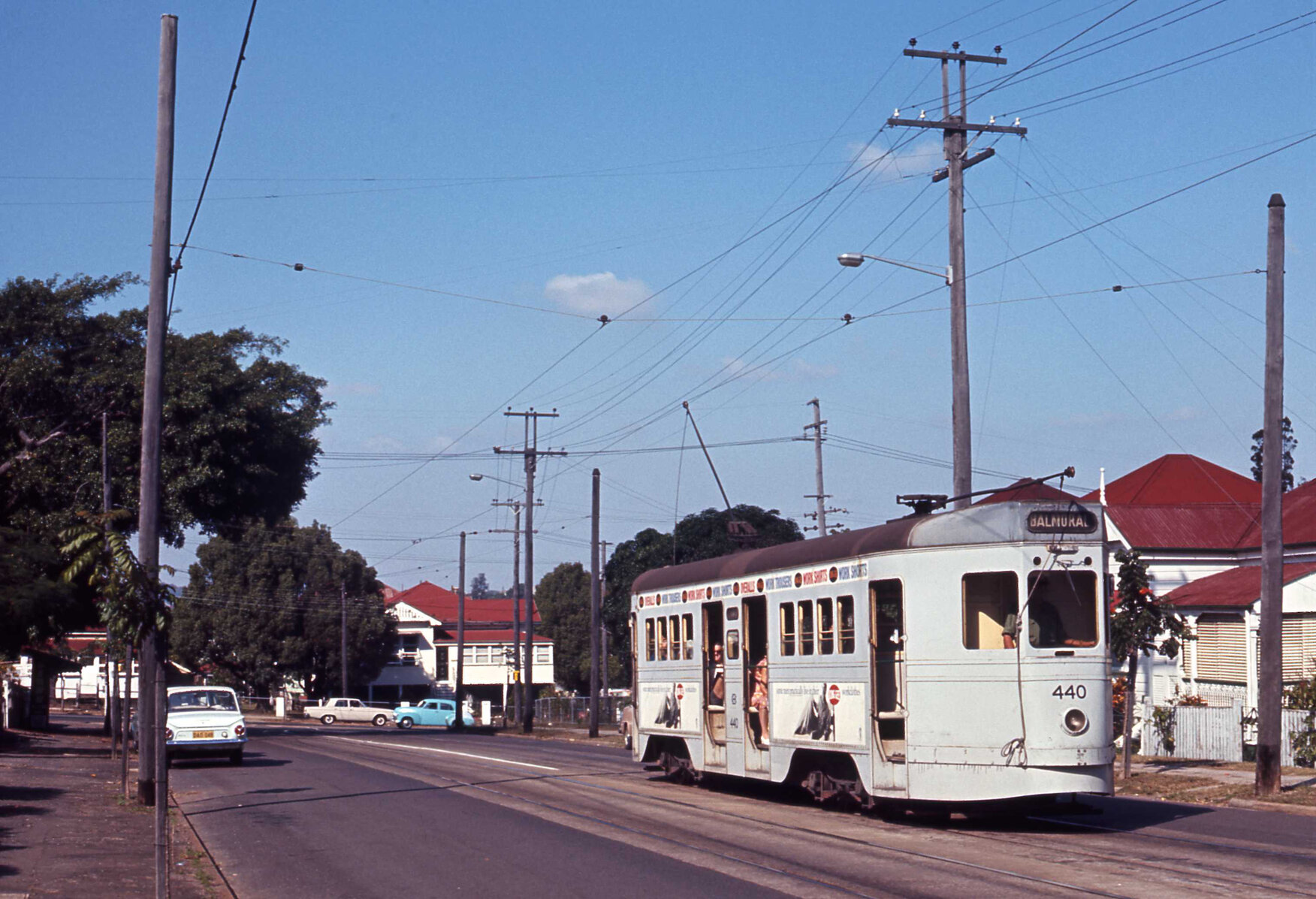 Tram No. 440 on Elfin Street, East Brisbane - 1969
