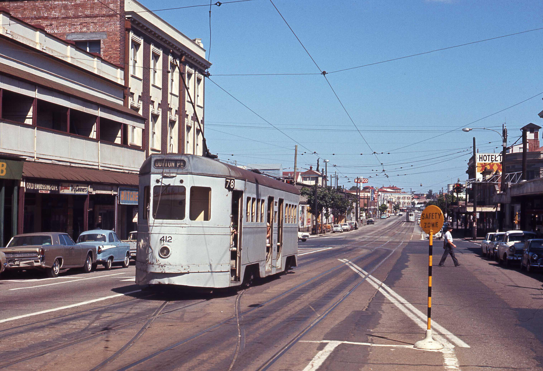 Tram No. 412 on Melbourne Street, South Brisbane - 1969