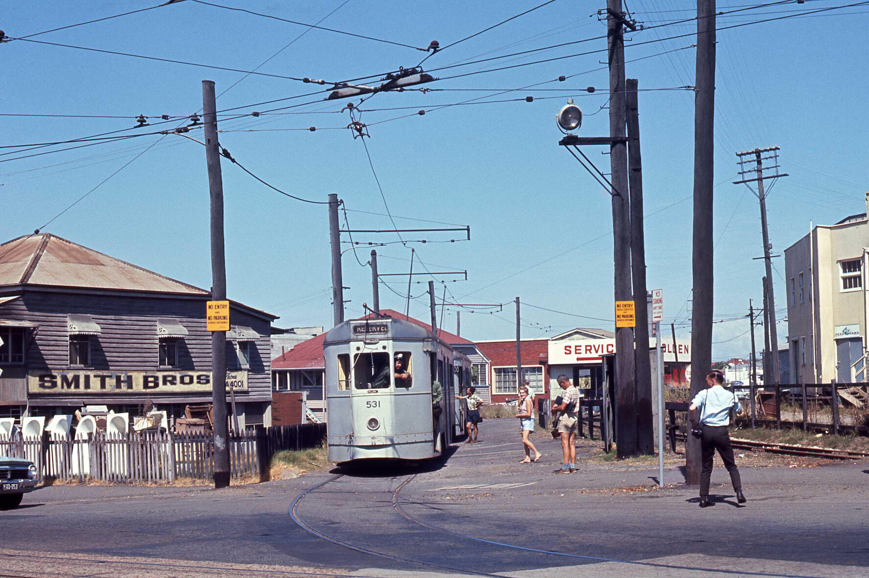 Tram No. 531 and No. 412 on siding near The Gabba, near Stanley Street, Woolloongabba - 1969