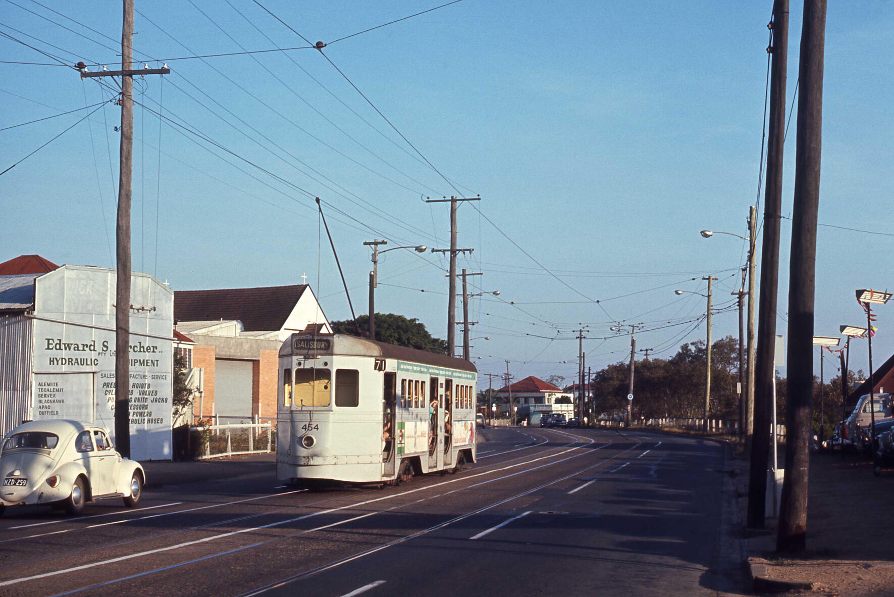 Tram No. 454 on Sandgate Road, Albion - 1969