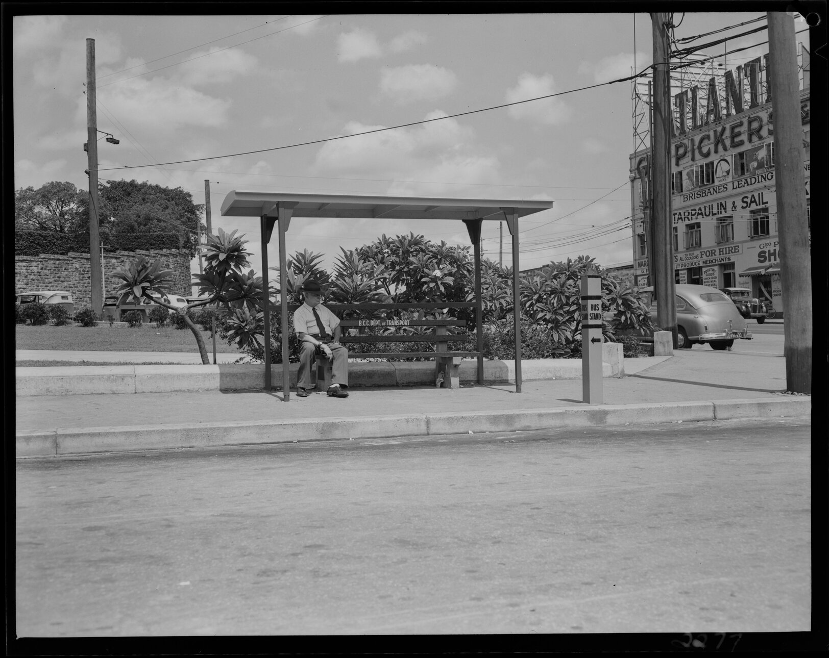 Kemp Place bus shelter, George Pickers Building, Fortitude Valley - 1952