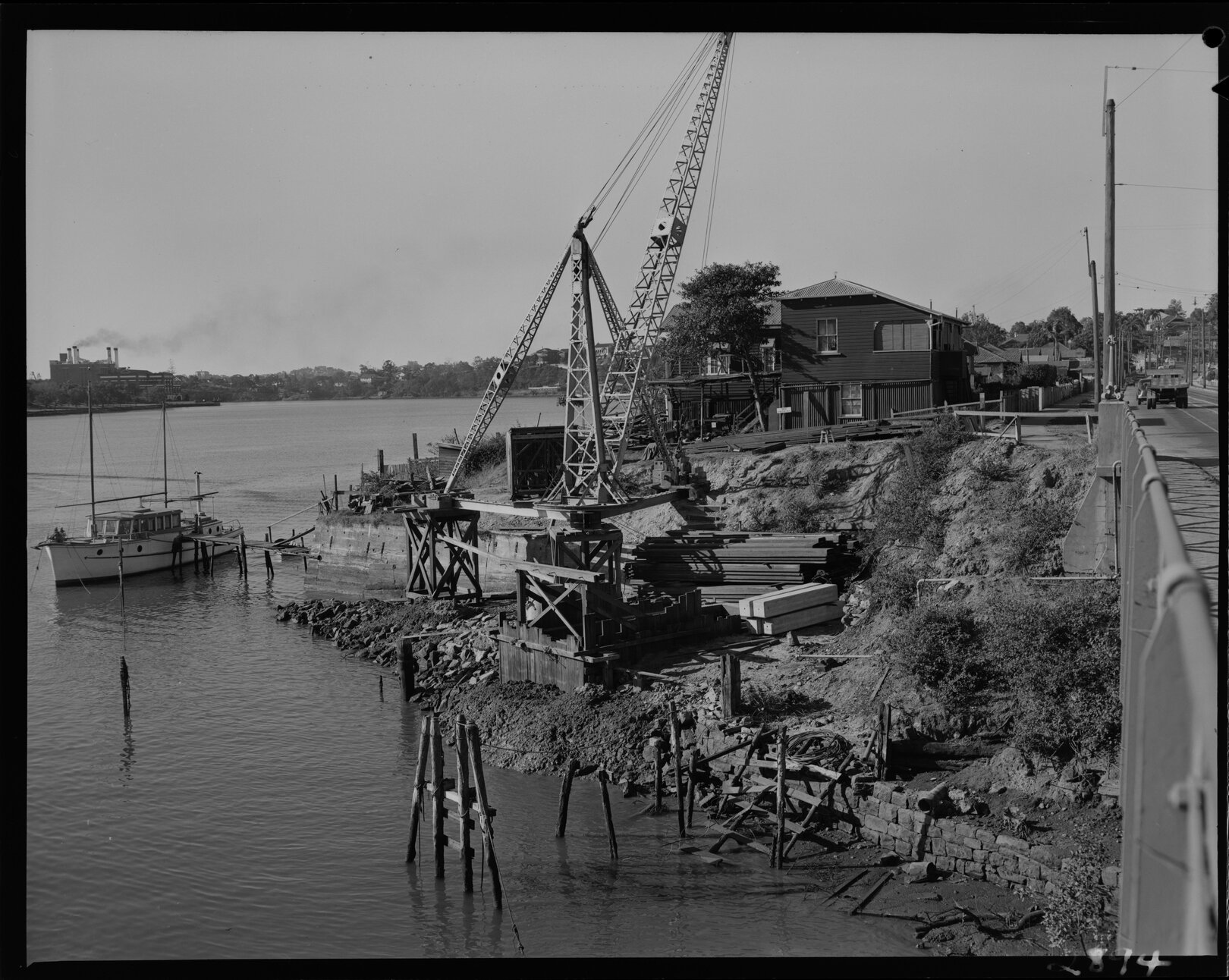 View from Canning Bridge while under construction, Norman Park - 1952