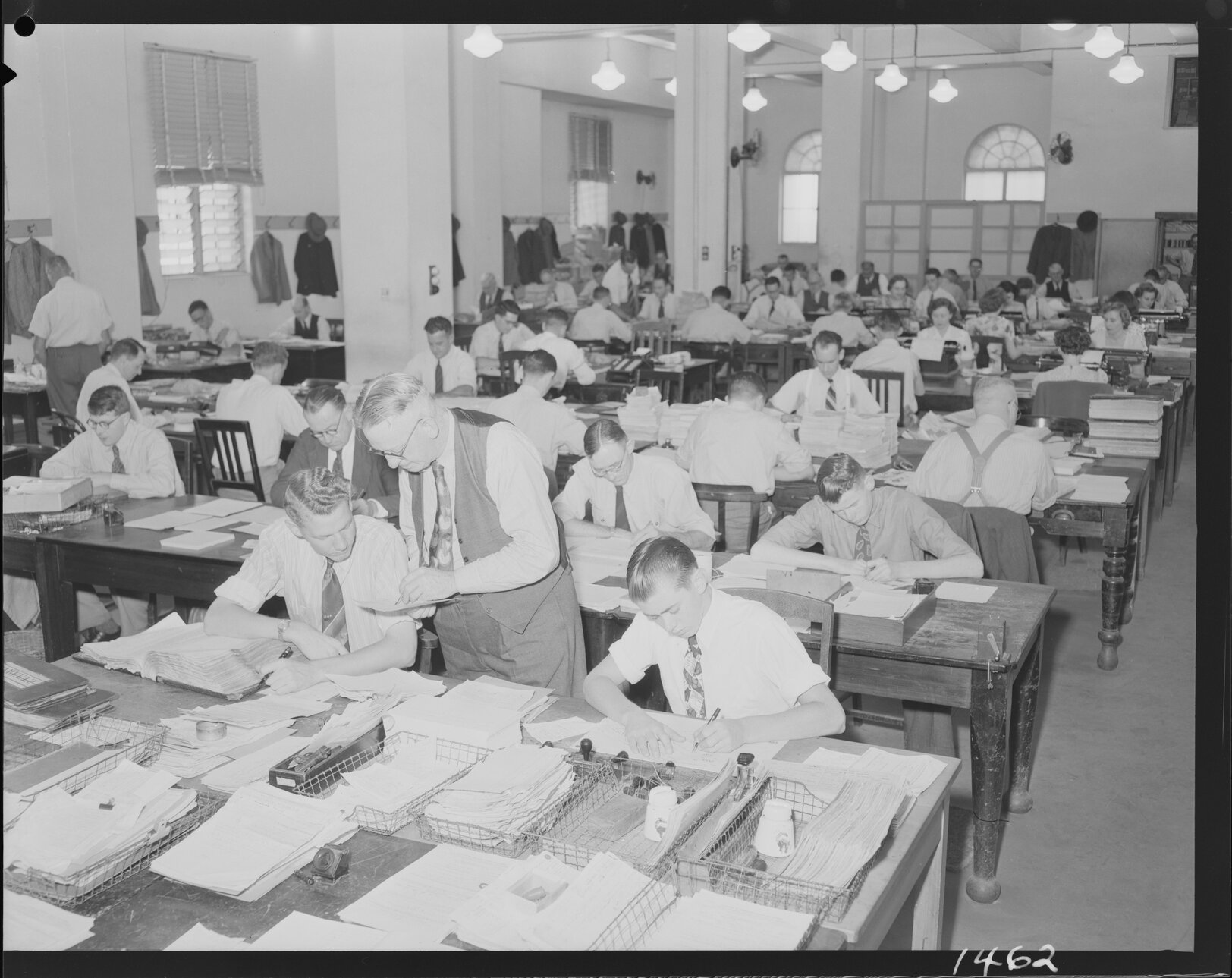 Clerical staff working at City Hall - 1950