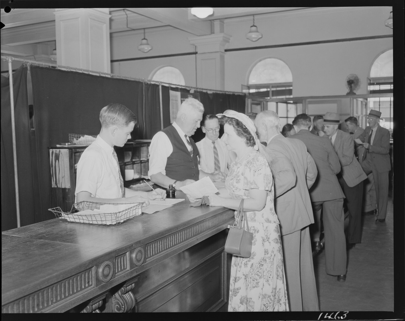 Rates service counter City Hall Council staff serving - 1950