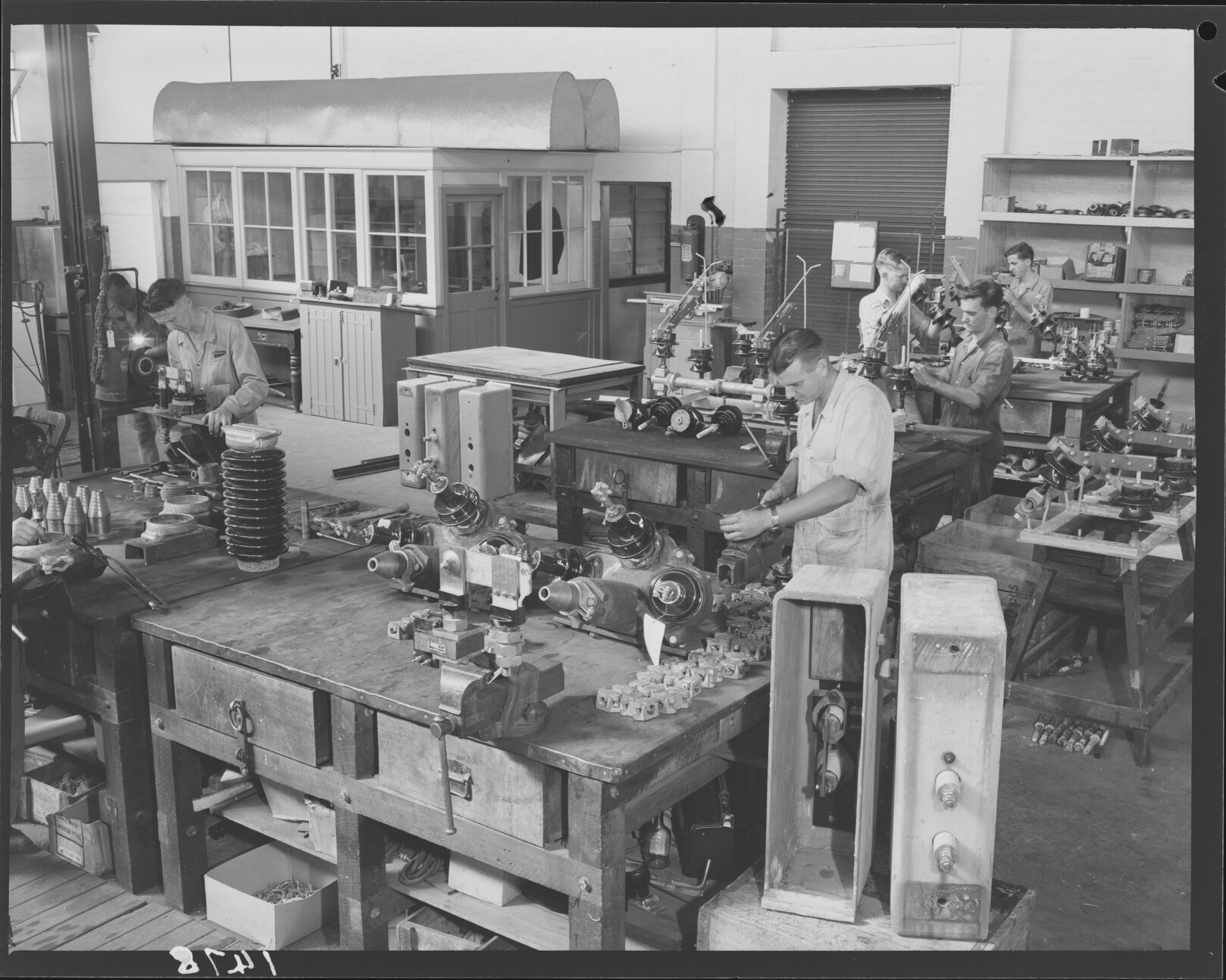 Men manufacturing transformers in Brisbane City Council Electricity Department - 1950