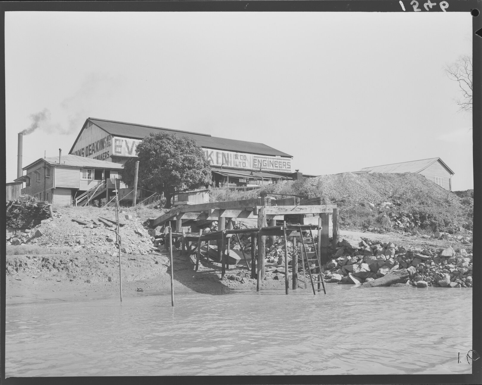 Jetty on south river bank at Evans Deakin &amp; Co Engineers - 1951