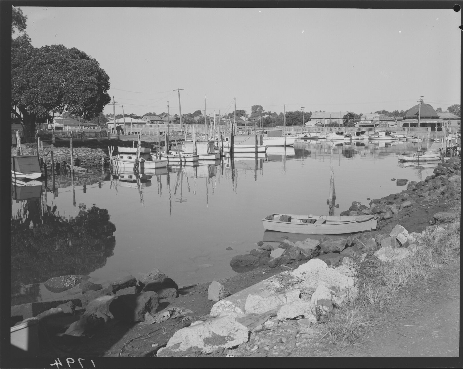 View of Wynnum Creek marina, Fox Street in the background - 1951