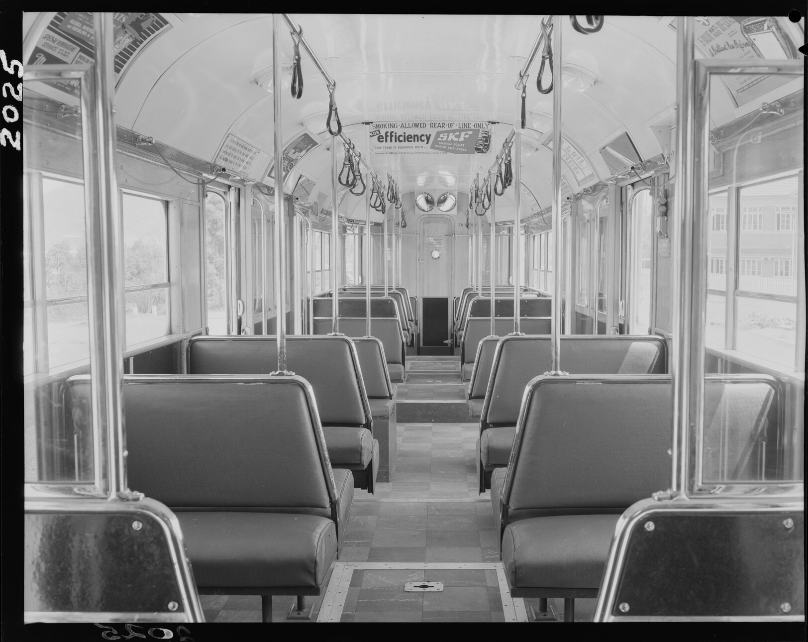 Interior of tram No. 522 with advertisement SKF Ball Bearing Co. - 1951