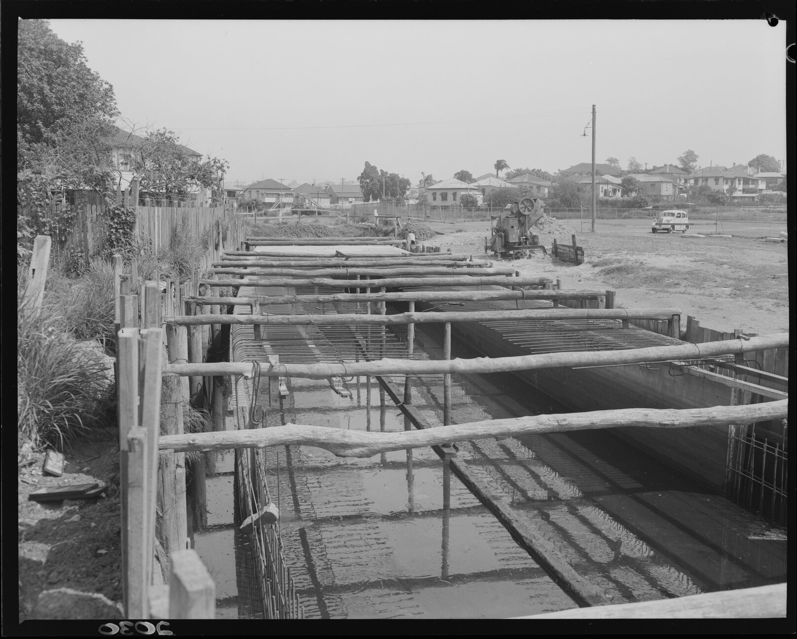 Kingfisher Creek drainage construction, possibly near Lerna Street, Woolloongabba - 1951