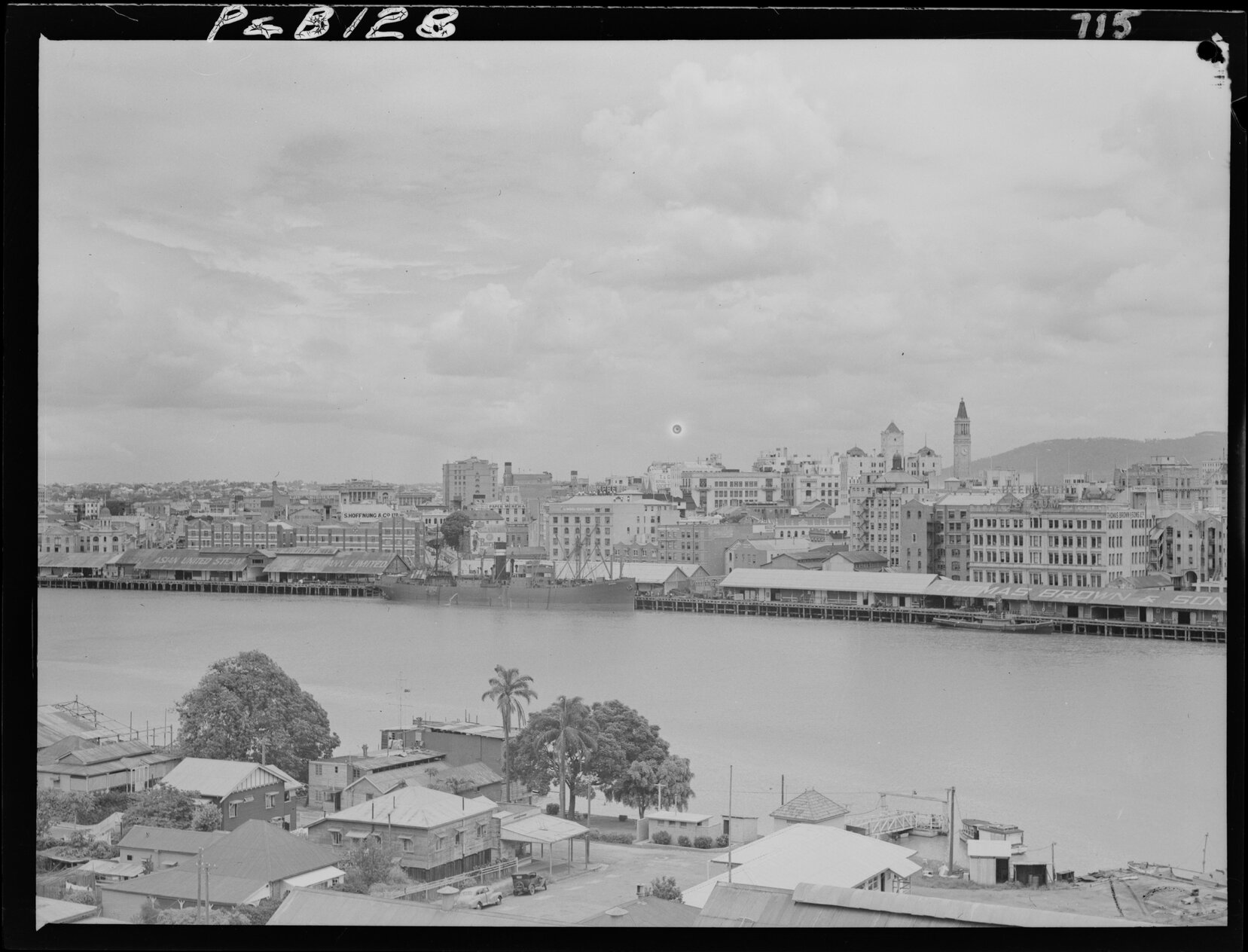 View to City from Kangaroo Point with Circular Quay Wharves and Customs House across the river - 1948