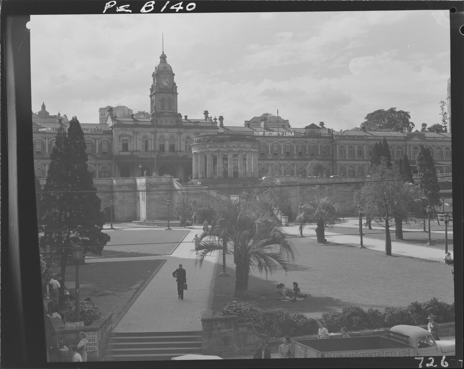 View of Anzac Square and Central Station, Brisbane City - 1948