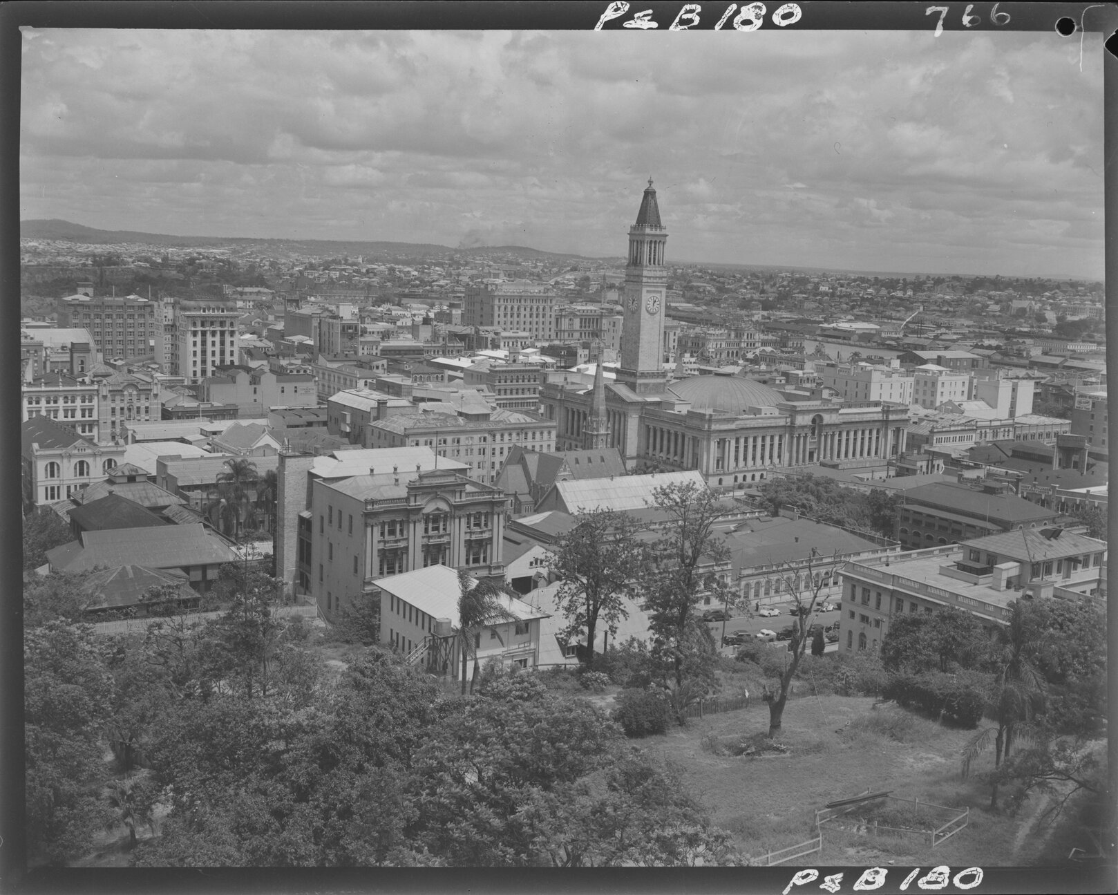 Brisbane City from observatory looking south towards City Hall - 1950