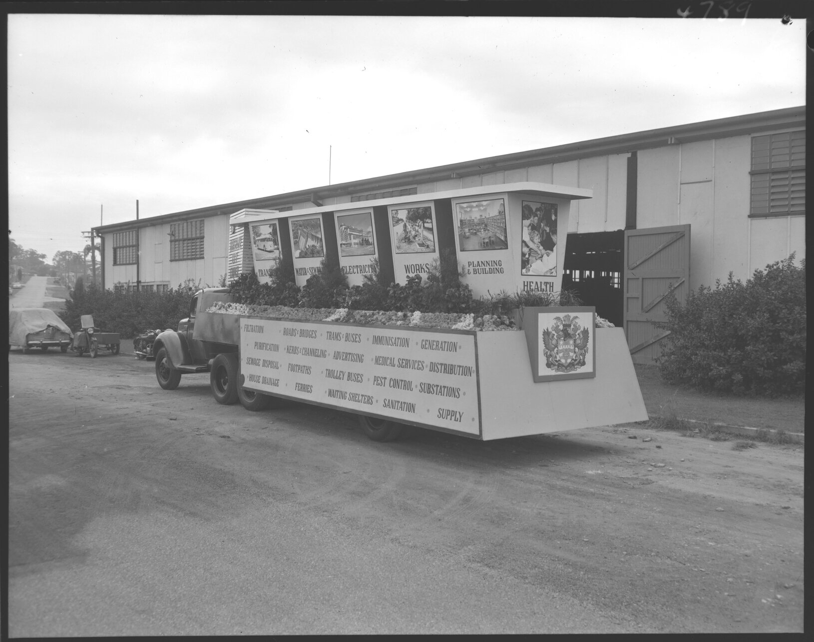 Labour Day float, Brisbane City Council, Northey Street Depot, Windsor - 1954