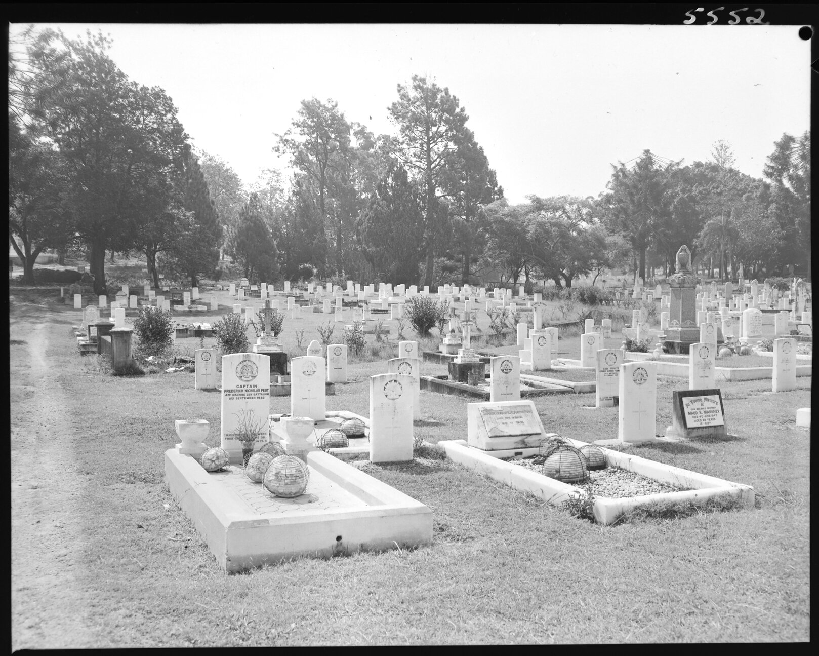 War graves and wider view of Toowong Cemetery - 1955