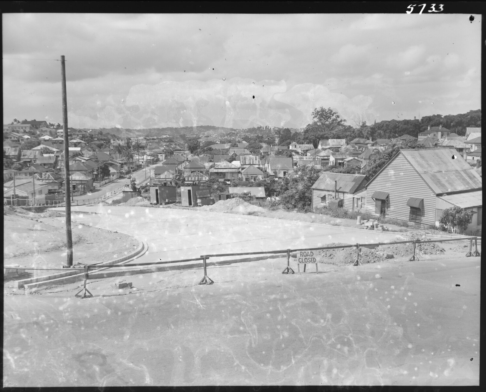 Road works at Water Street, Spring Hill looking southwest - 1955