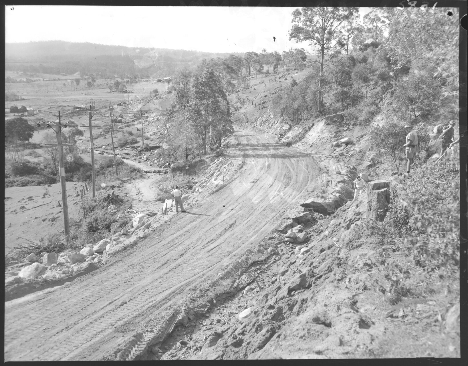Settlement Road under construction, The Gap  - 1955