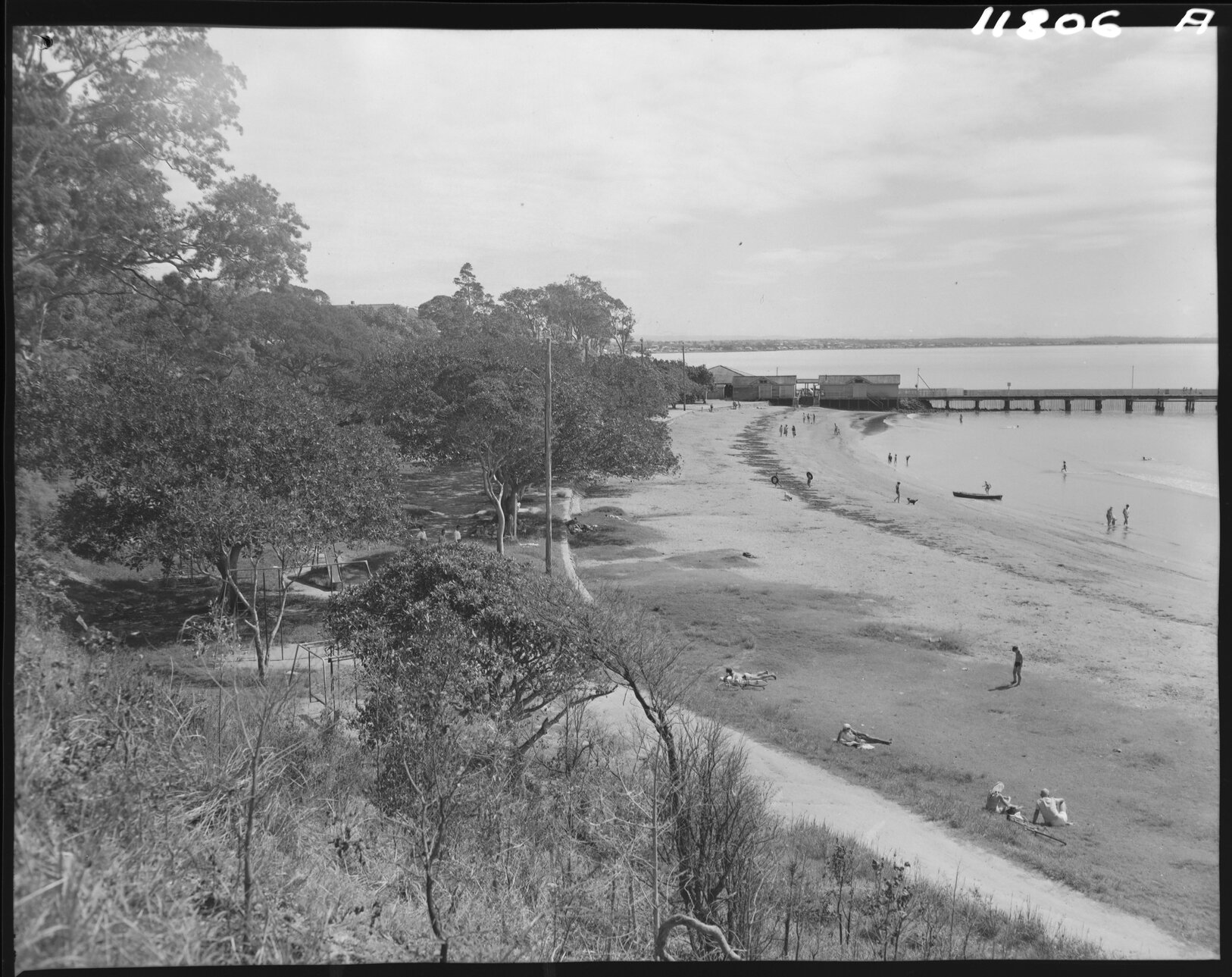 Shorncliffe pier and playground looking north towards Sandgate - 1959