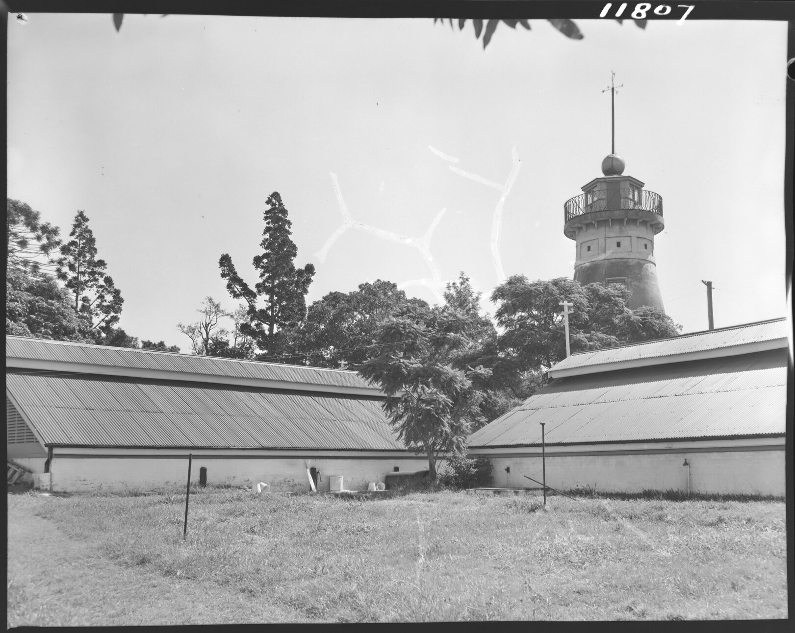Wickham Terrace reservoir buildings underneath Windmill Observatory - 1959