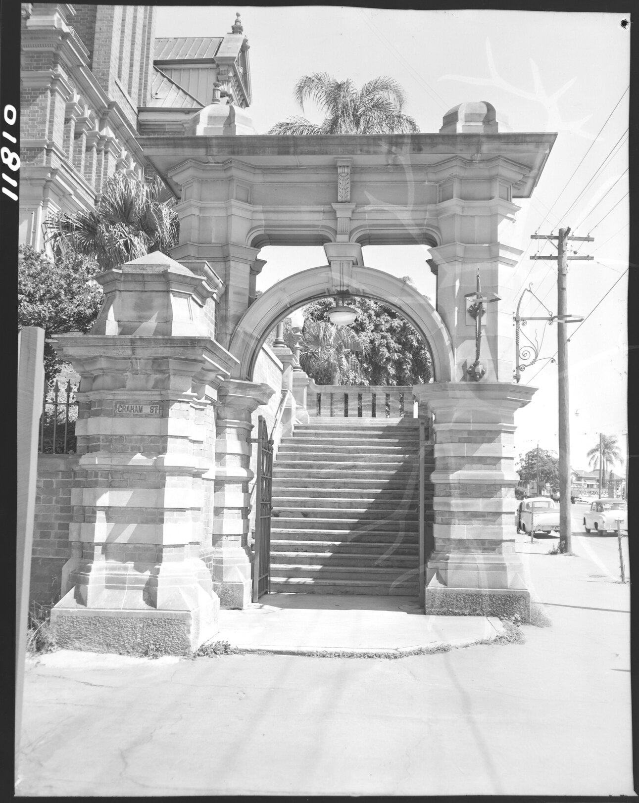 Detail of gate to South Brisbane Town Hall - 1959