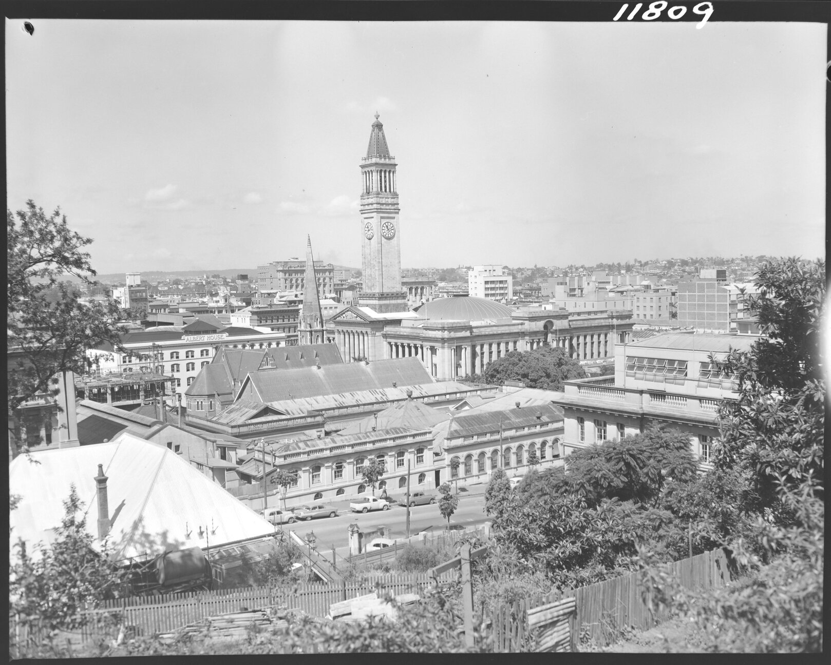 View from Wickham Terrace looking south towards City Hall - 1959