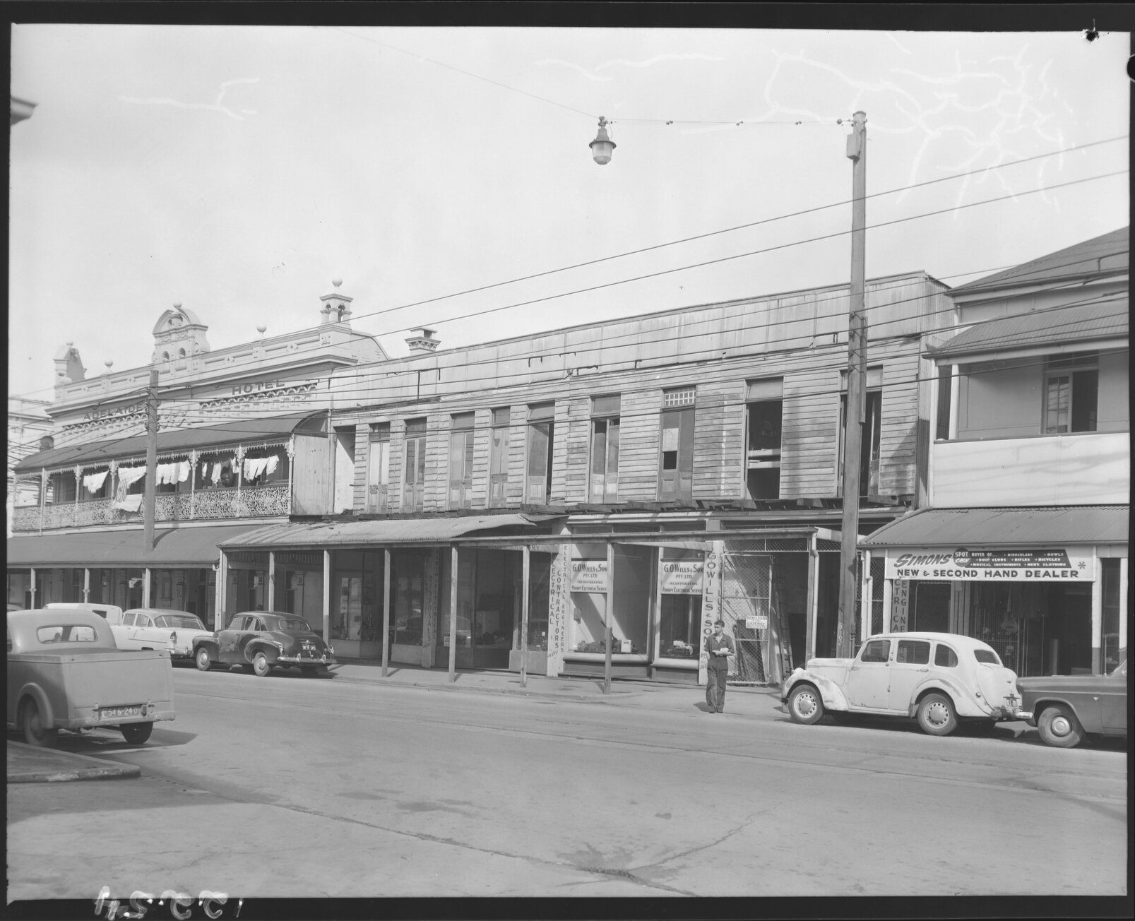 Adelaide Hotel and shop fronts, on either Stanley Street or Russell Street, South Brisbane - 1959