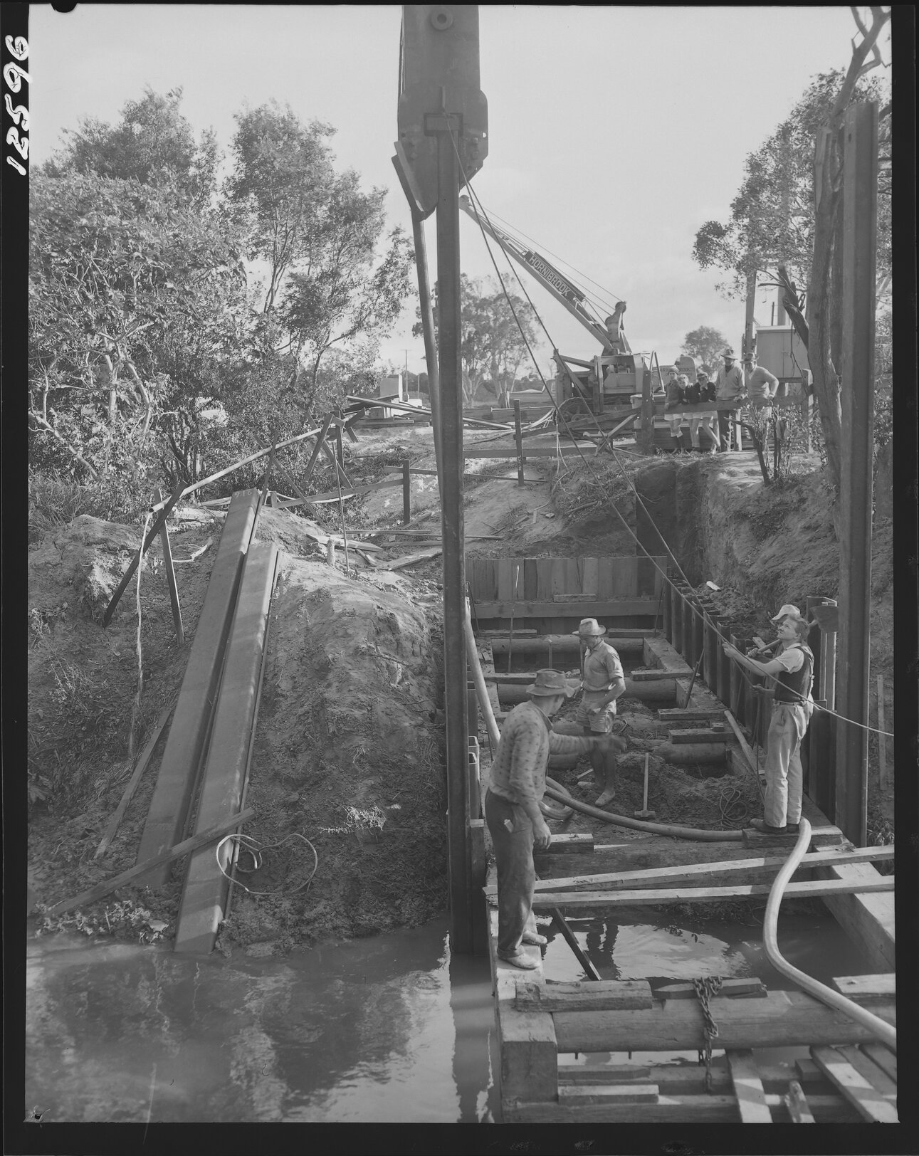 Pile driving for the North Kedron Brook Sewer - 1959