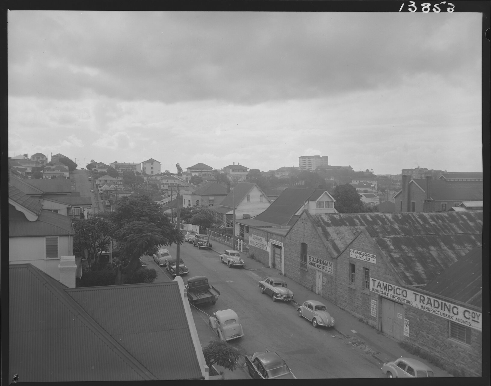 Kennigo Street looking north towards Warry Street and Brunswick Street, Spring Hill - 1960