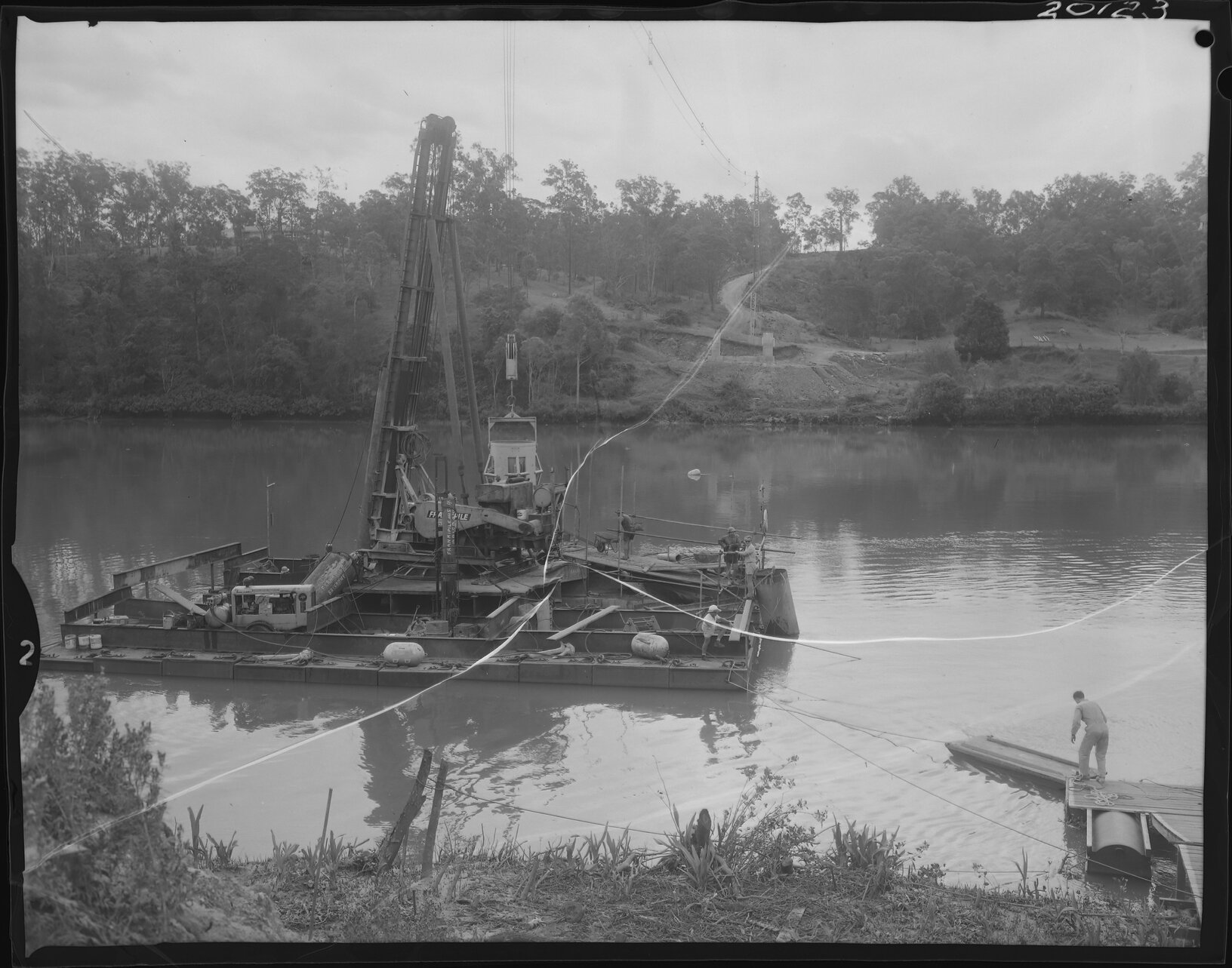 Centenary Bridge under construction, Jindalee, Fig Tree Pocket, Kenmore - 1963