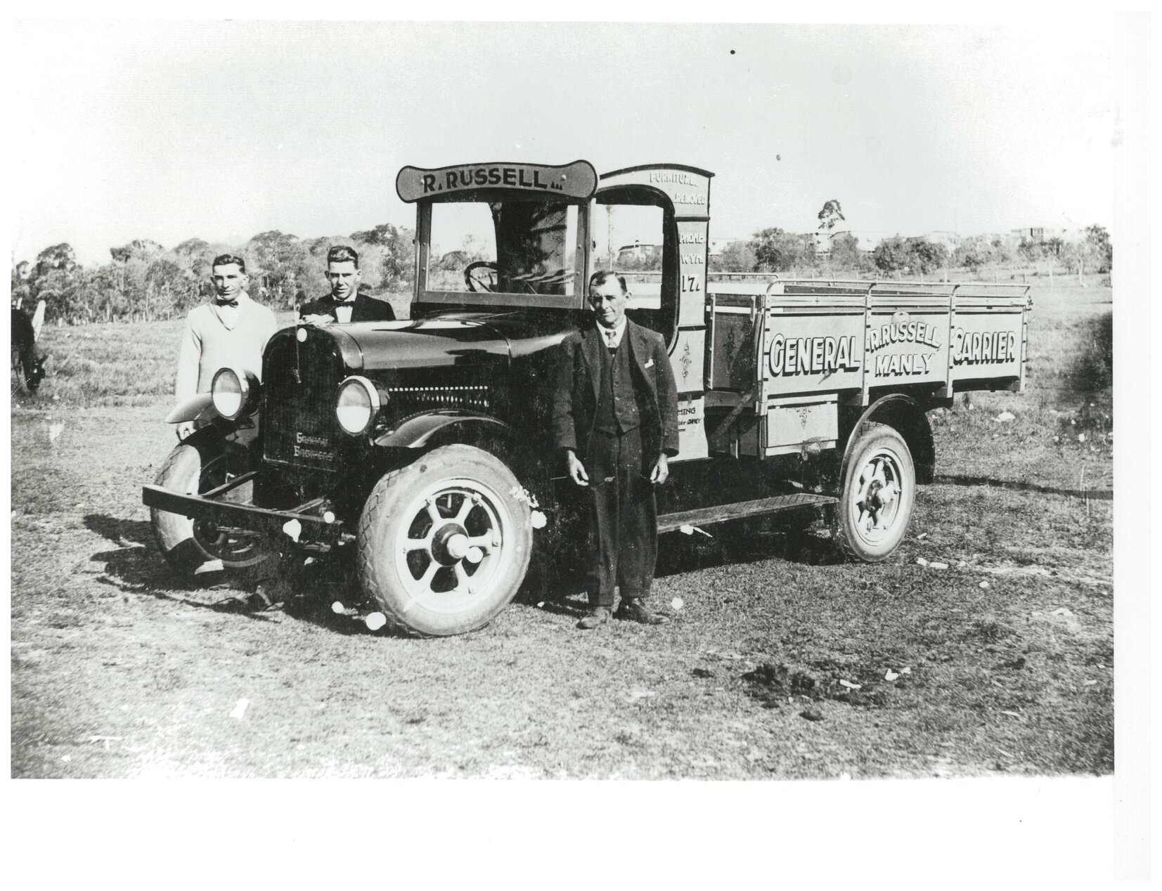 The sons of Richard Russell with the delivery truck - 1920s