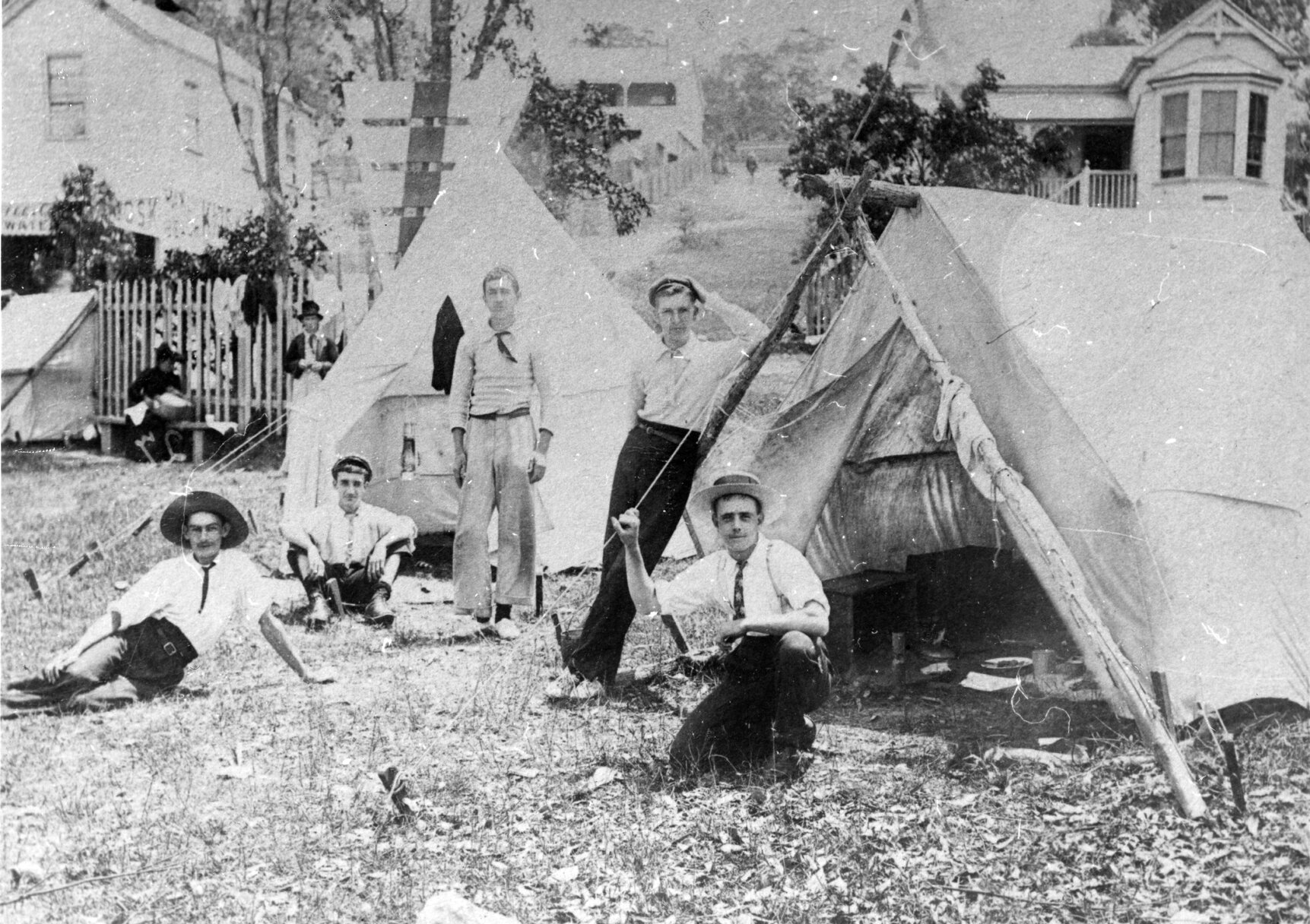 Campers on Manly Beach, 1920s