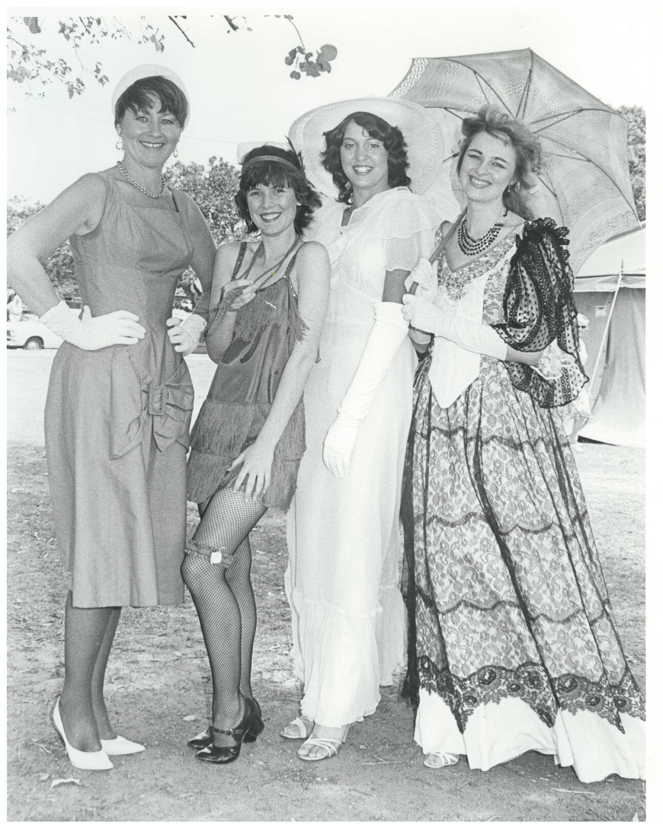 Women cosplaying historical fashions at the Manly Centenary celebratons - 1982