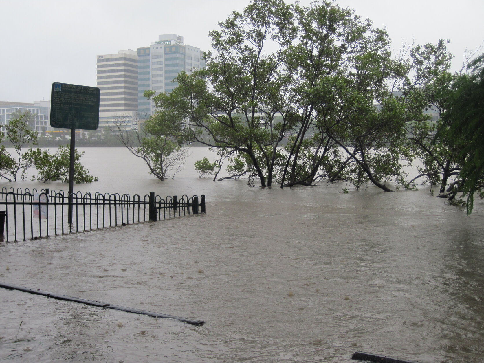 View of Milton from near end of Hockings Street, West End, during the 2011 flood - 2011