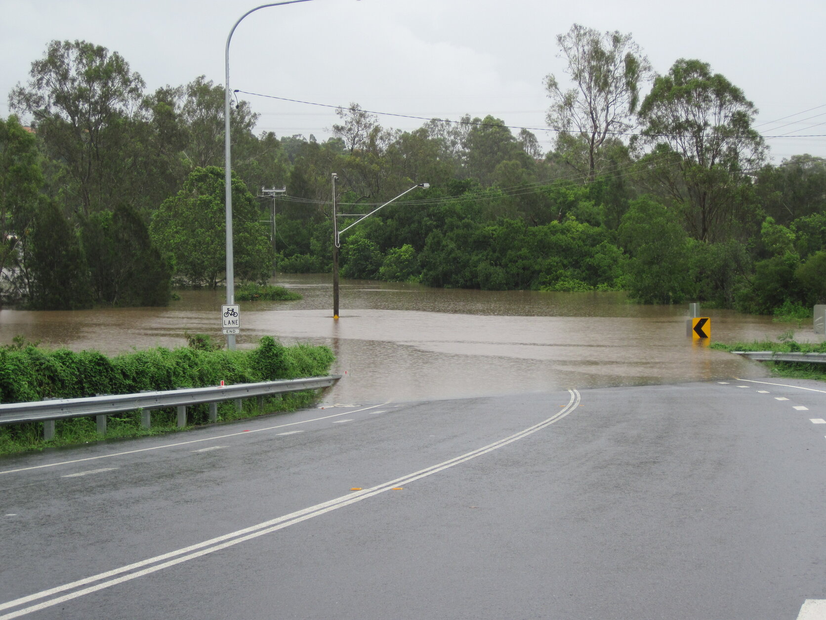 Wacol Station Road under floodwaters, Riverhills - 2011