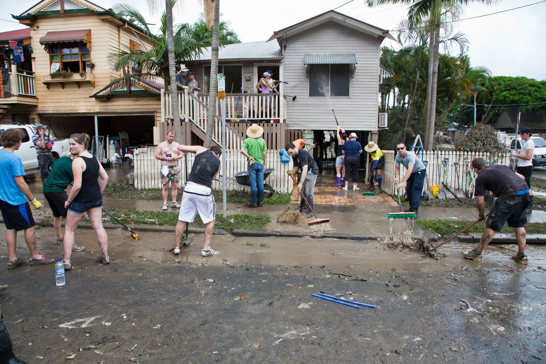 Mud Army hard at work on Vincent Street, Auchenflower - 2011