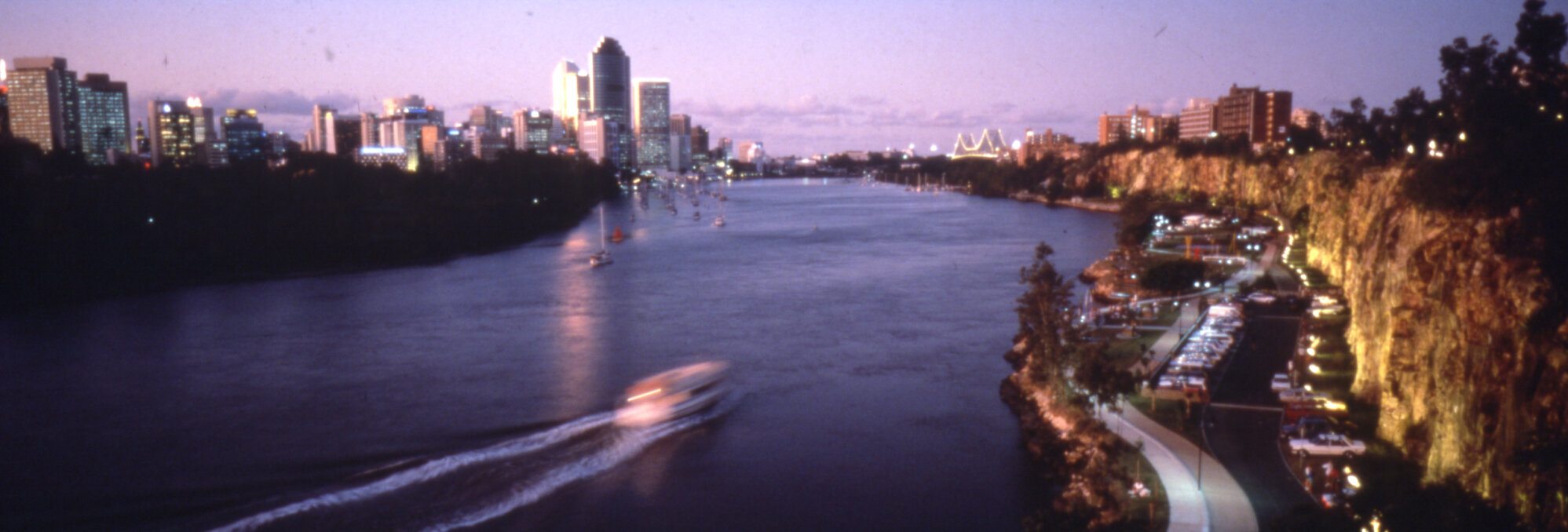 Panorama of Brisbane River along Kangaroo Point Cliffs - 1993