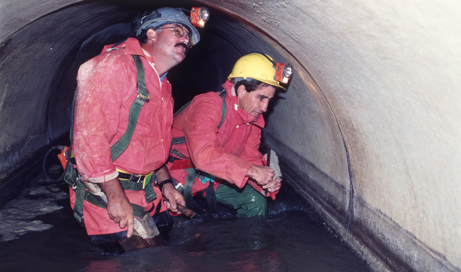 Council engineers inspecting drains -1995