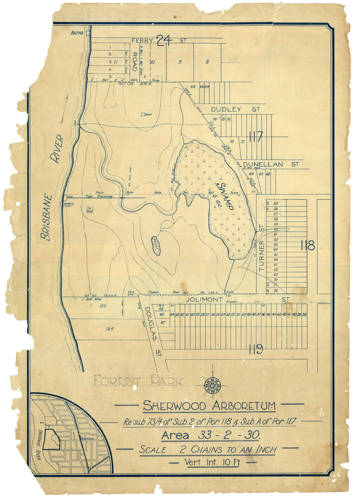Map of Sherwood Arboretum - 1924