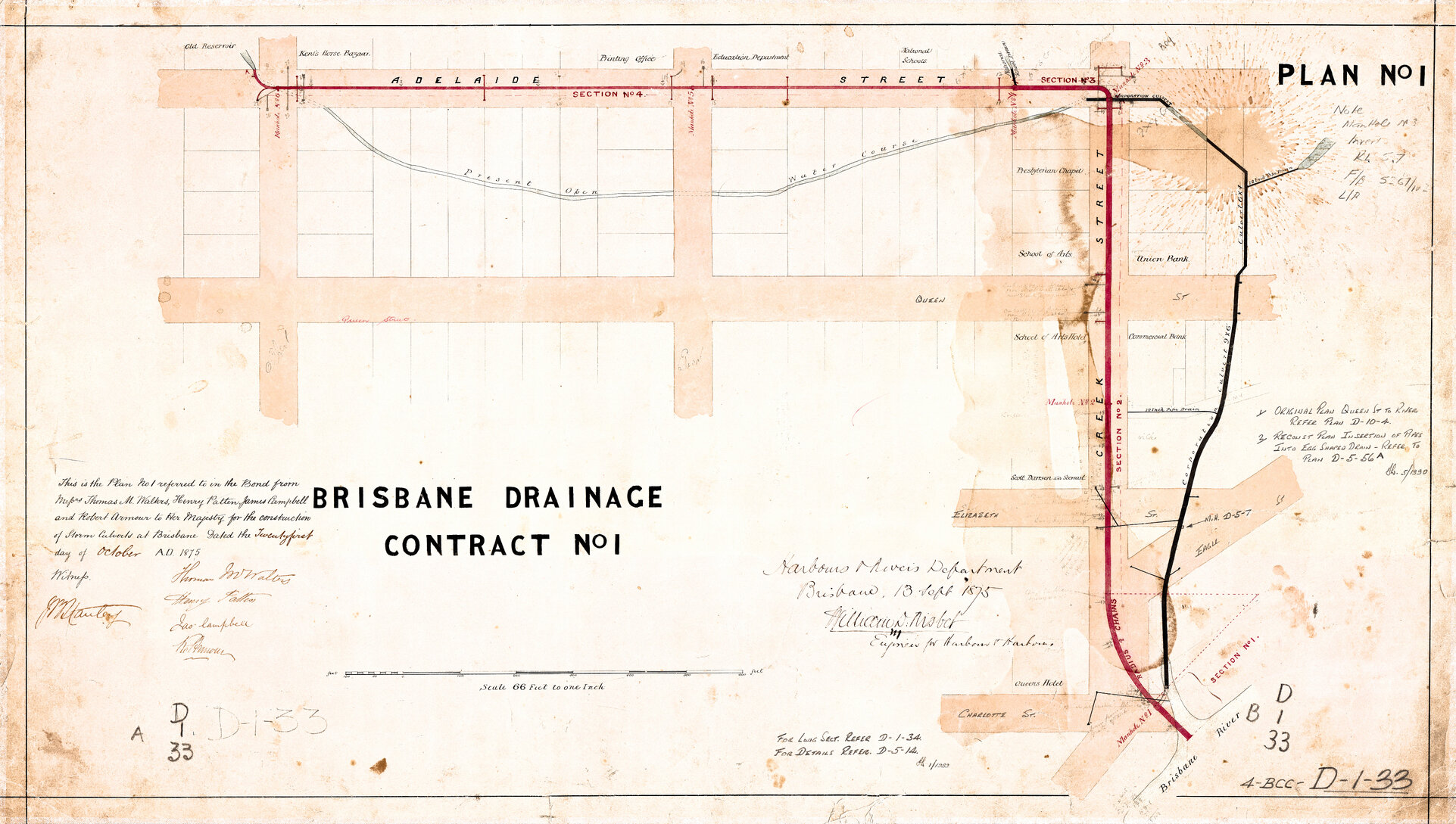 Plan Drainage Contract No. 1 Adelaide Creek Streets 1875