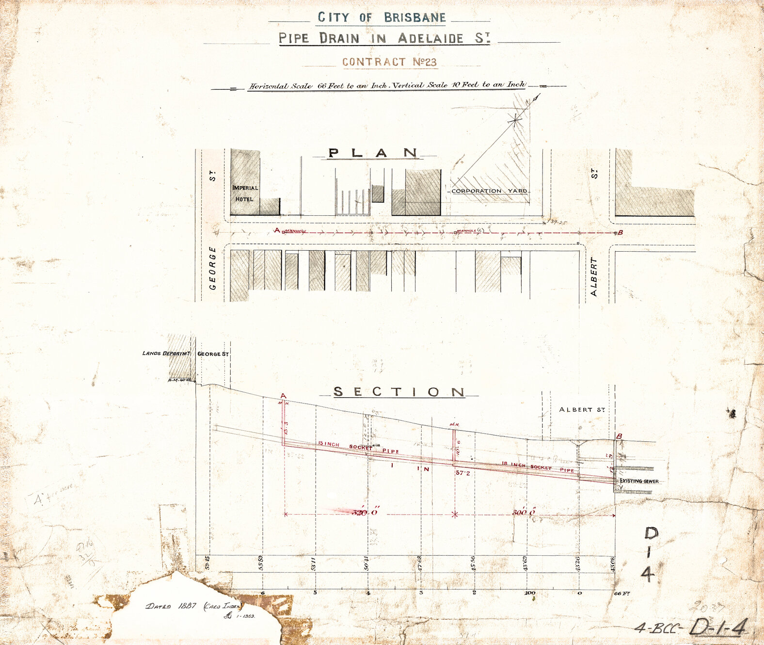 Pipe drain in Adelaide Street between George and Alberts streets 1887