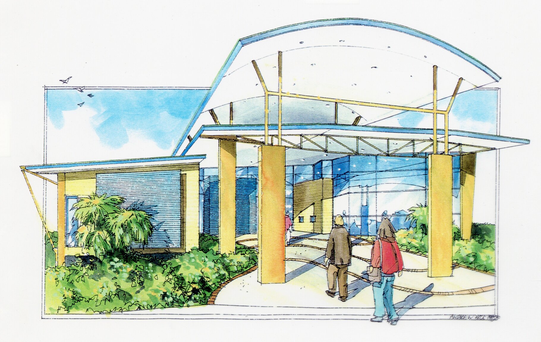 Mt Ommaney Library exterior concept art - 1994