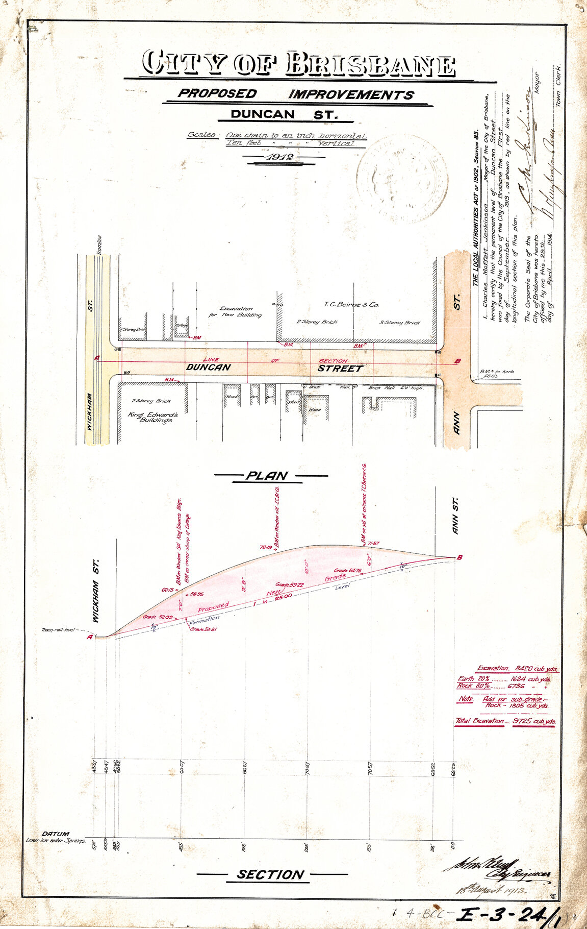 Duncan Street proposed improvements, Fortitude Valley - 1912