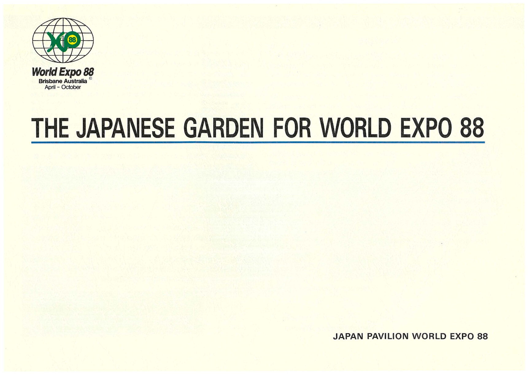Japanese Garden at Expo 88 booklet