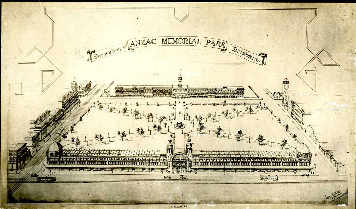 Anzac Memorial - Proposed Design Sketch 1918
