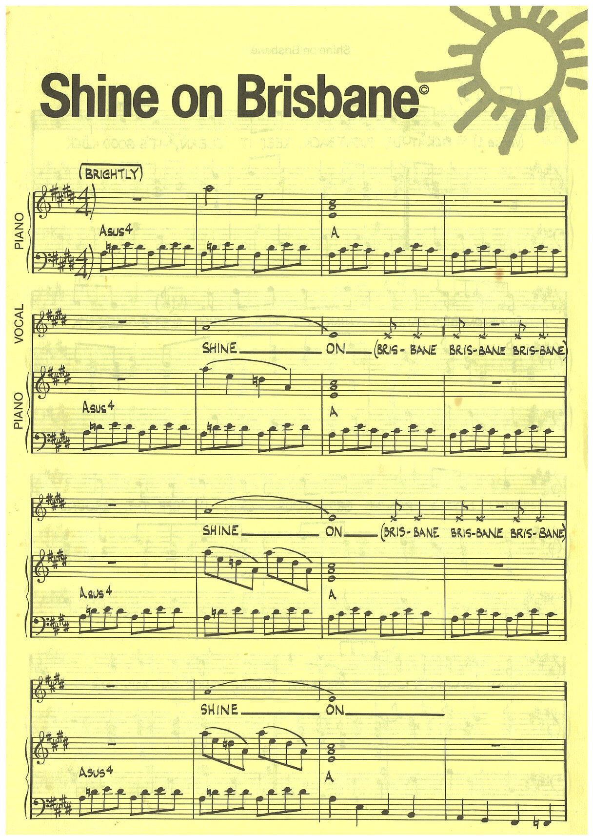 Shine on Brisbane sheet music