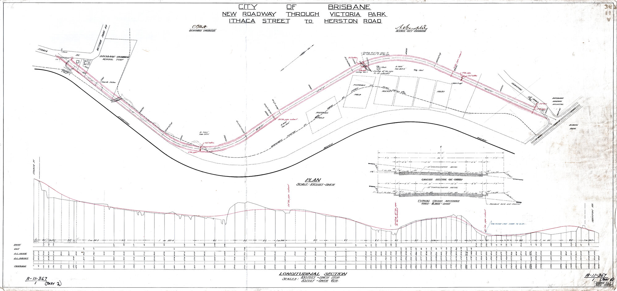 Victoria Park Plan showing proposed new road 1930